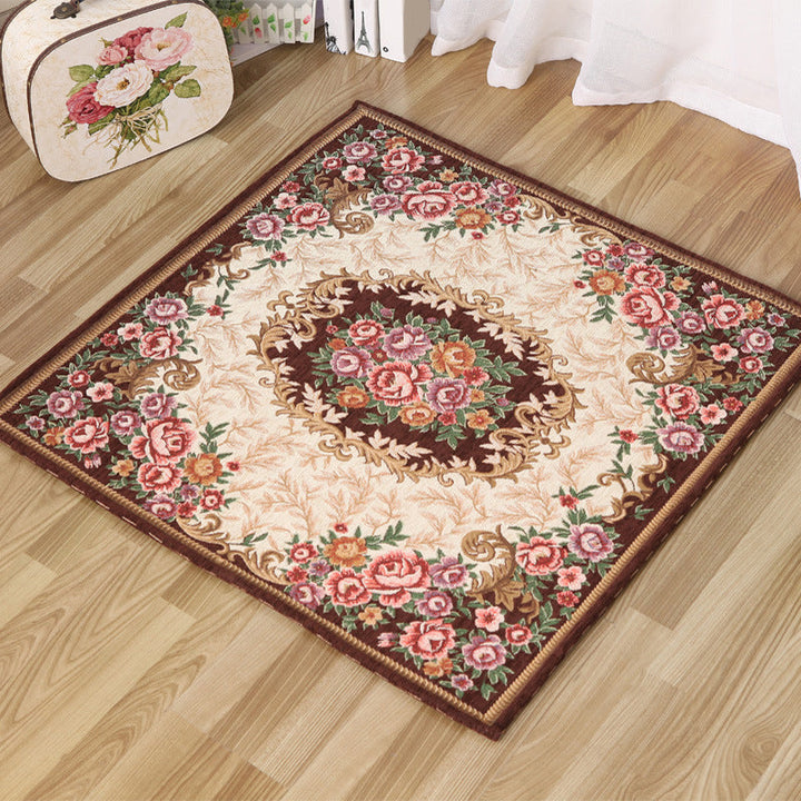 BowLift | Moroccan Living Room Rug in Ivory Floral Print Pattern Rug Acrylic Non-Slip Machine Washable Rug
