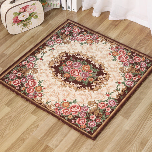 BowLift | Moroccan Living Room Rug in Ivory Floral Print Pattern Rug Acrylic Non-Slip Machine Washable Rug