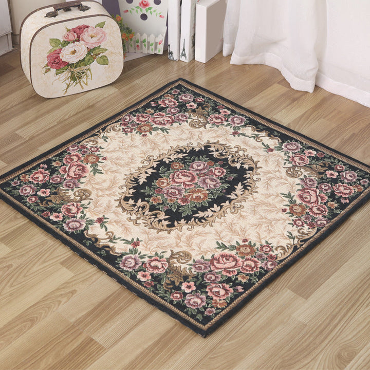 BowLift | Moroccan Living Room Rug in Ivory Floral Print Pattern Rug Acrylic Non-Slip Machine Washable Rug