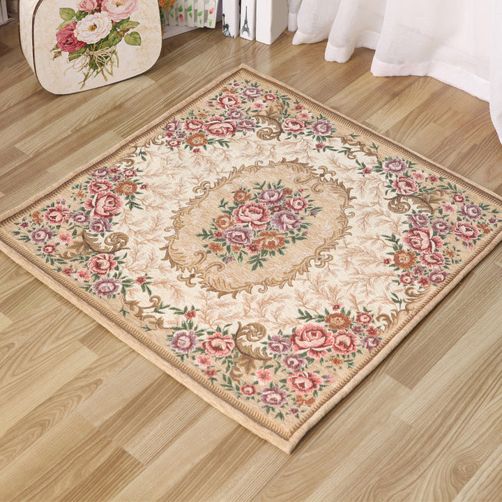 BowLift | Moroccan Living Room Rug in Ivory Floral Print Pattern Rug Acrylic Non-Slip Machine Washable Rug