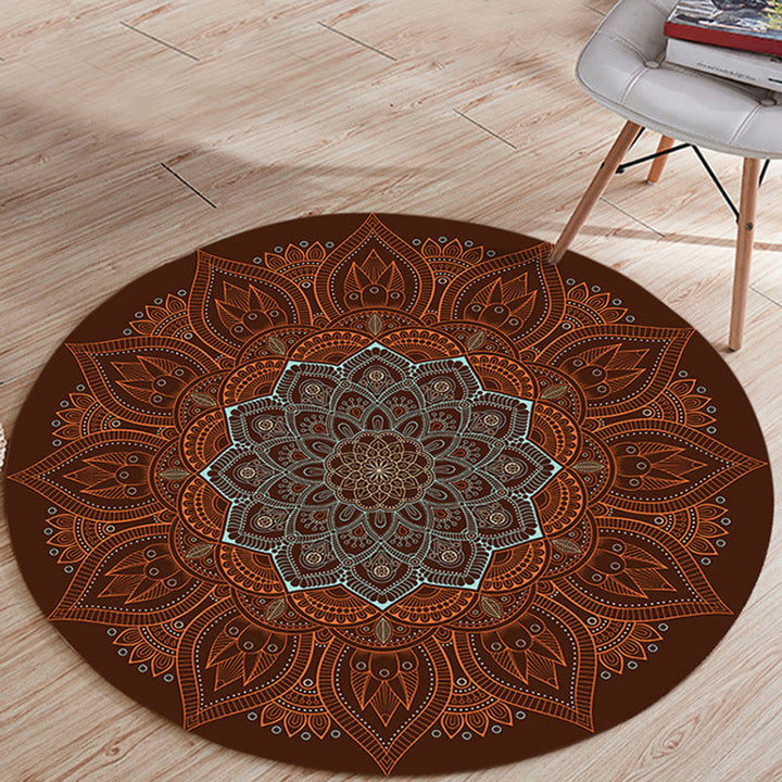 Stylish floral patterned rug Brown Persian rug flannel non-slip backing washable rug for the living room | Bowlift