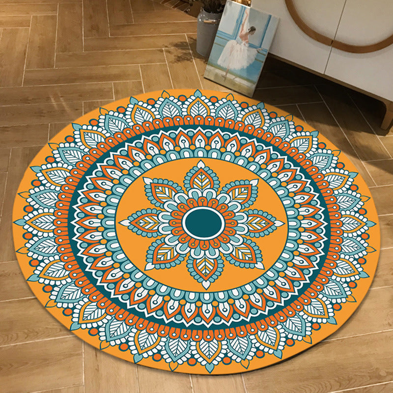 BowLift | Brown and Yellow Persian Carpet Flannel Floral Pattern Carpet Washable Non-Slip Underlay Carpet for Living Room