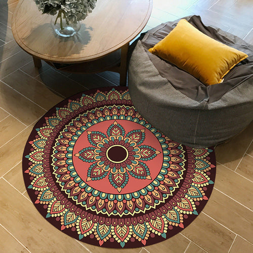 Brown and Yellow Persian Carpet Flannel Floral Print Carpet Washable Non-Slip Back Carpet for Living Room | Bowlift