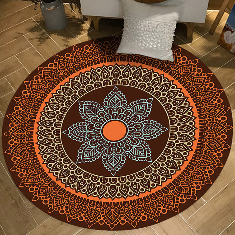 BowLift | Brown and Yellow Persian Carpet Flannel Floral Pattern Carpet Washable Non-Slip Underlay Carpet for Living Room