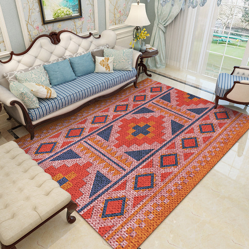 BowLift | American Southwest Rug in Red Diamond Stripe Cross Pattern Rug Polyester Non-Slip Rug for Home Decor