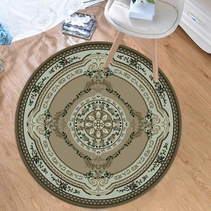 BowLift | Moroccan living room rug in green floral leaf pattern print rug polyester non-slip backing rug