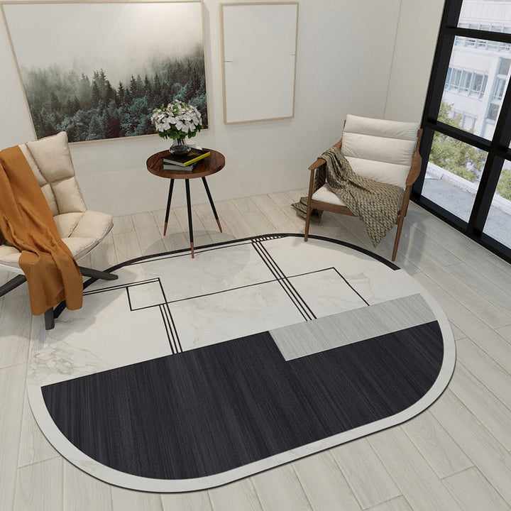 BowLift | Modern Living Room Irregular Rug Colorful Color Block Pattern Rug Polyester Stain Resistant Area Rug