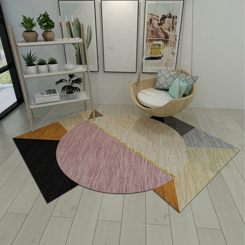 BowLift | Modern Living Room Irregular Rug Colorful Color Block Pattern Rug Polyester Stain Resistant Area Rug