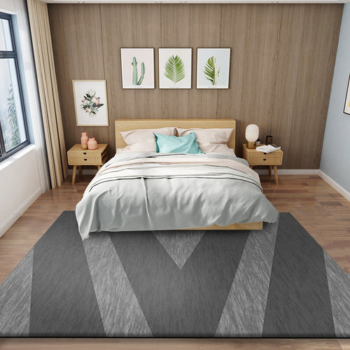Modernist geometric pattern rug Grey Polyester rug Non-slip Pet friendly Washable rug for bedroom | Bowlift
