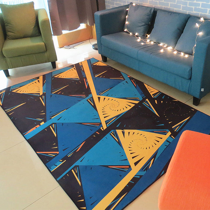 Modernism Geometric Pattern Rug Multicolored Polyester Rug Non-Slip Backing Pet-Friendly Washable Rug for Home | Bowlift