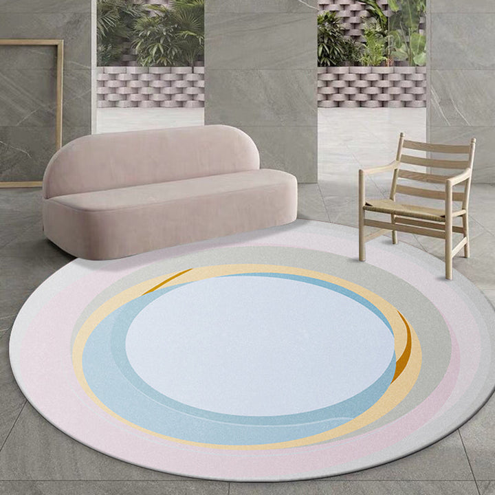 Modernist Decorative Rug Multicolored Circle Pattern Rug Polypropylene Washable Non-Slip Pet-Friendly Area Rug | Bowlift