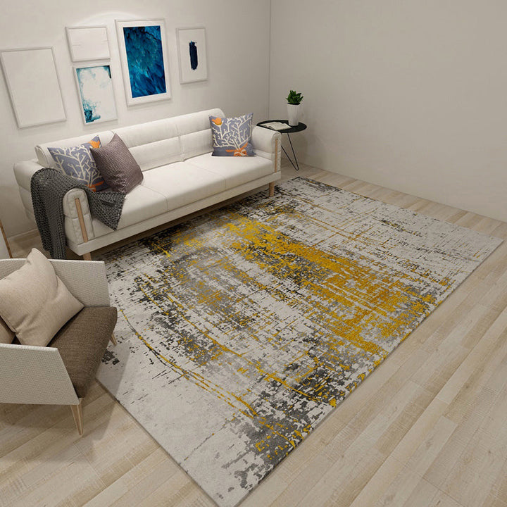 BowLift | Industrial Rustic Surface Look Carpet Dark Color Polyester Area Rug Stain Resistant Non-Slip Rug for Living Room
