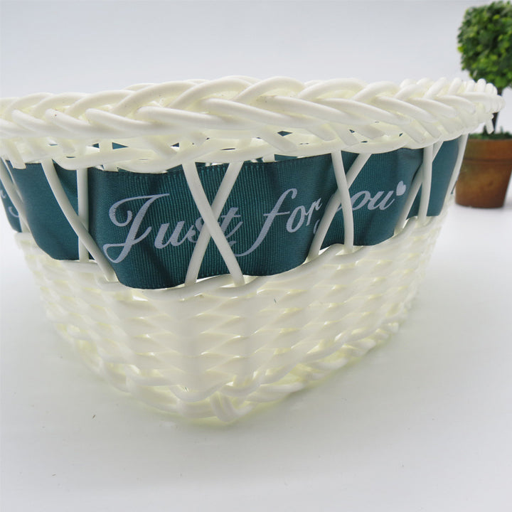 Decorative Ribbon-Trimmed Woven Basket Bowlift