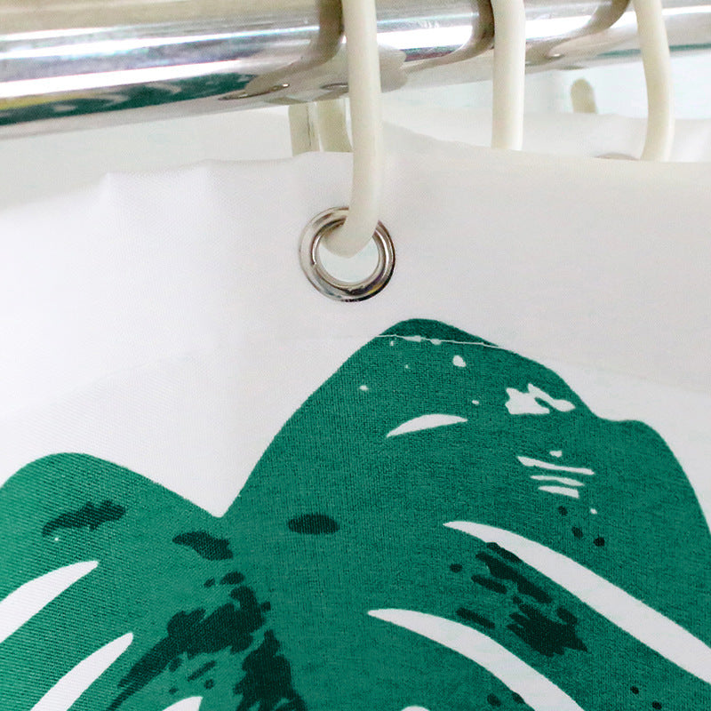 Tropical Leaf Print Shower Curtain Bowlift