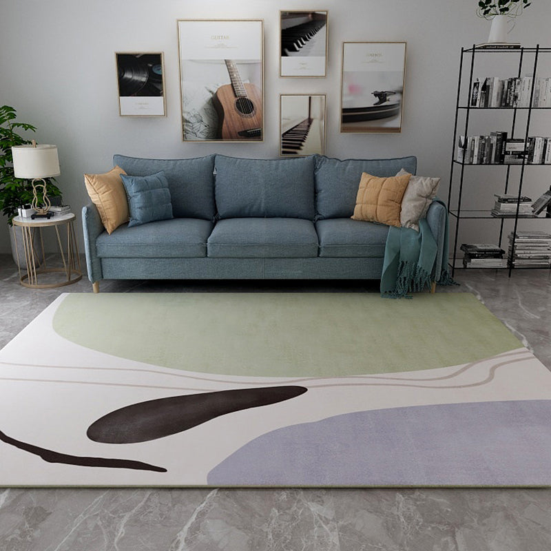 BowLift | Scandinavian New Arrivals Rug in Ivory Color Block Stripes Print Rug Polyester Washable Rug for the Living Room