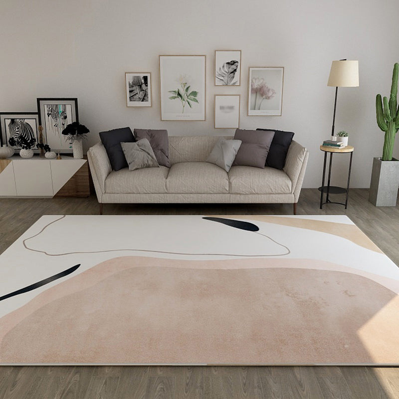 BowLift | Contemporary Color Block Print Rug in Ivory Novelty Rug Polyester Washable Area Rug for Bedroom