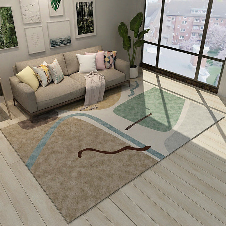 BowLift | Colorful Novelty Carpet Polyester Color Block Lines Pattern Carpet Washable Area Rug for Bedroom