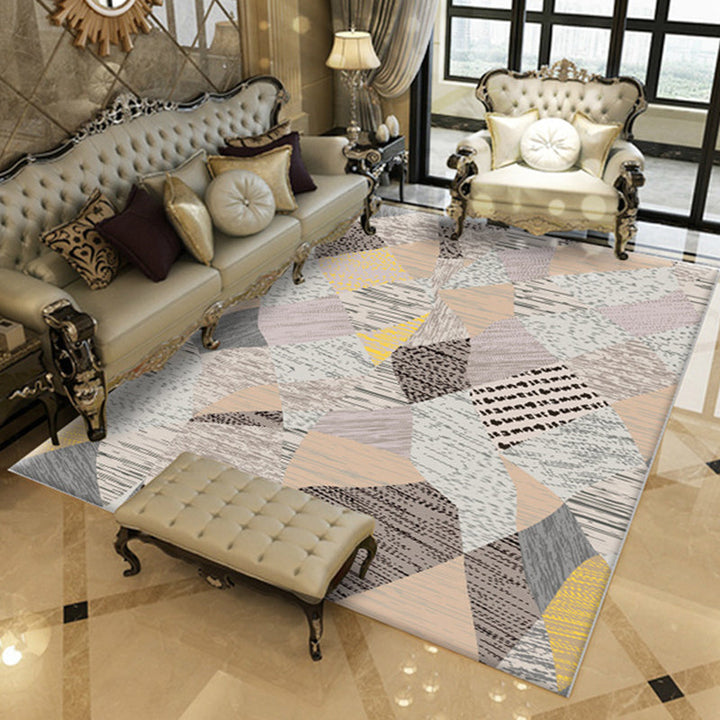 BowLift | Contemporary Color Block Line Print Rug Multicolor Novelty Rug Polyester Washable Area Rug for Living Room
