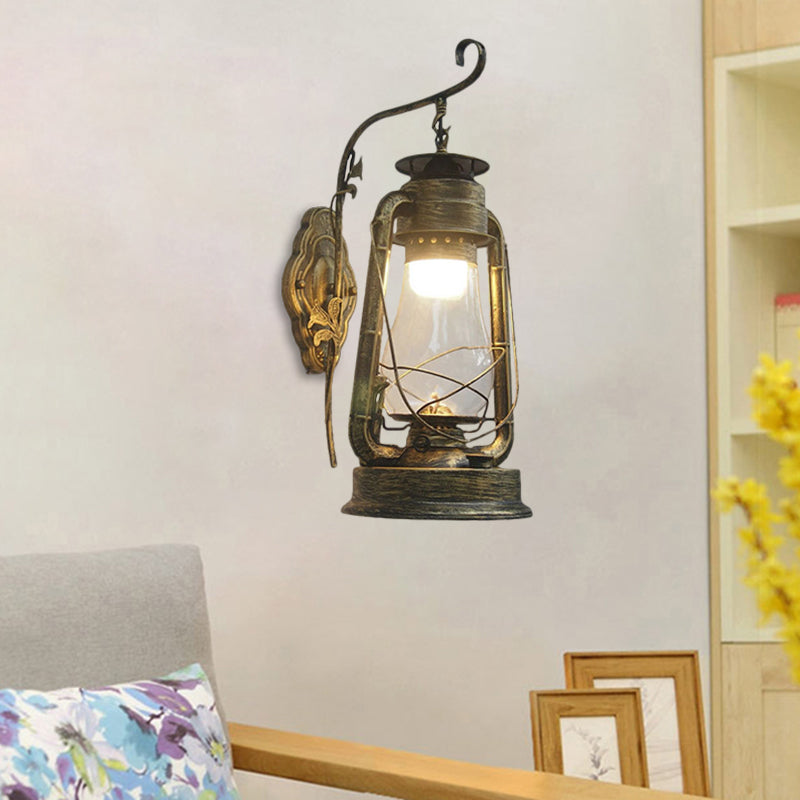 BowLift | 1 Bulb Kerosene Wall Mounted Light Fixture Coastal Style Black/Bronze/Copper Clear Glass Lighting