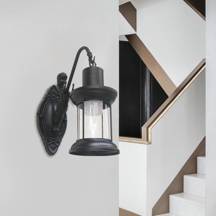 BowLift | Clear Glass Black/Bronze/Copper Wall Light Kerosene 1-Light Vintage Style Wall Lamp Light for Outdoor