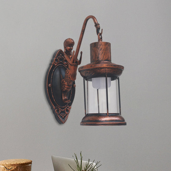 BowLift | Clear Glass Black/Bronze/Copper Wall Light Kerosene 1-Light Vintage Style Wall Lamp Light for Outdoor