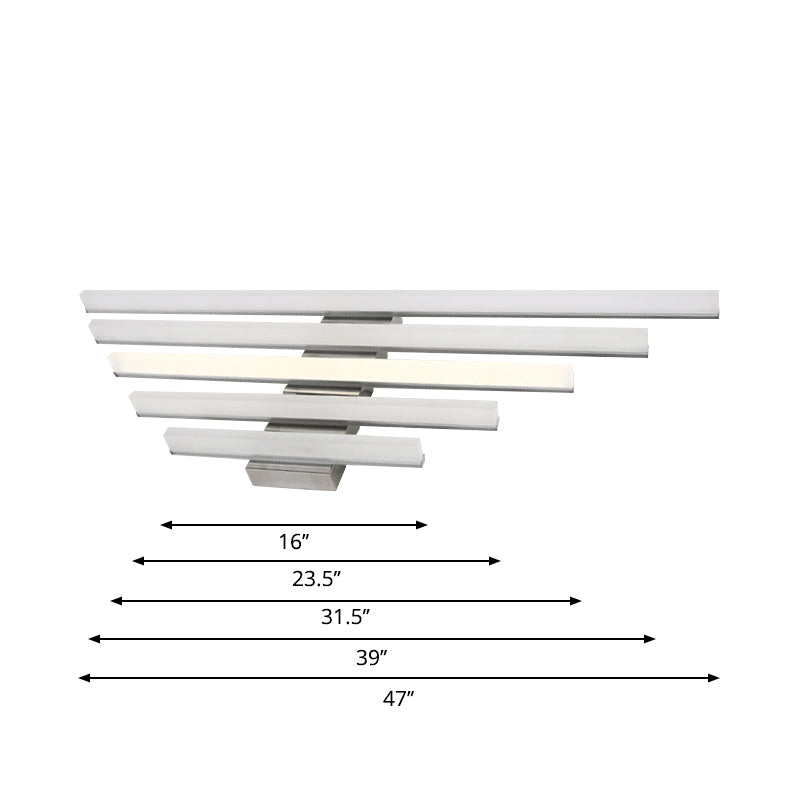 BowLift | 16"/31.5"/47" W Acrylic Straight Makeup Lamp Minimalism Chrome LED Wall Mounted Light in Chrome