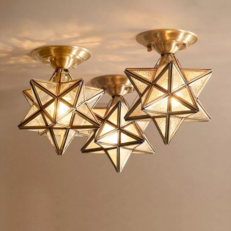 BowLift | StarLuxe Ceiling Light - Traditional Brass Ceiling Lamp with Glass