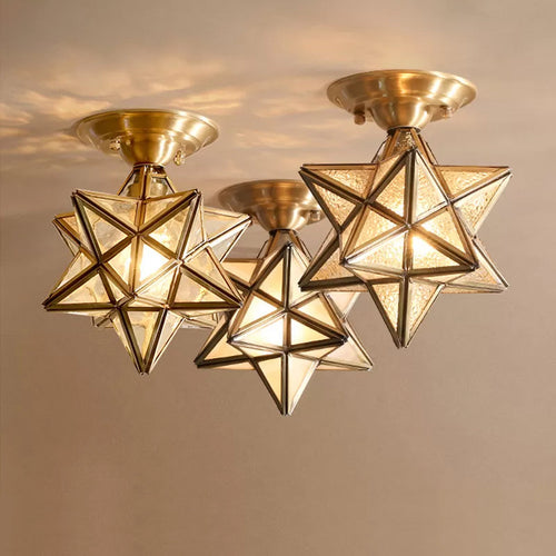 BowLift | StarLuxe Ceiling Light - Traditional Brass Ceiling Lamp with Glass