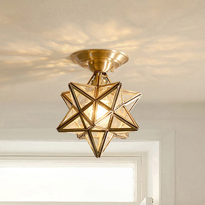 BowLift | StarLuxe Ceiling Light - Traditional Brass Ceiling Lamp with Glass