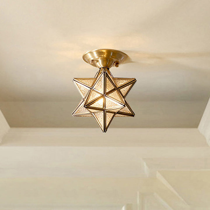 BowLift | StarLuxe Ceiling Light - Traditional Brass Ceiling Lamp with Glass