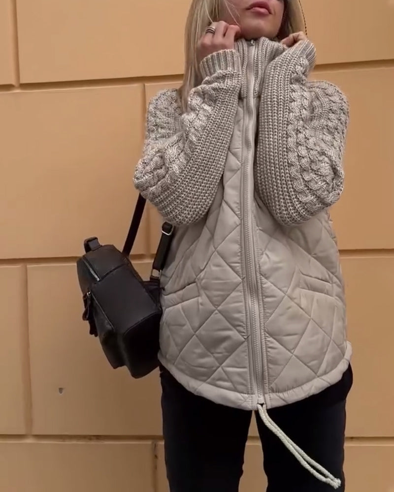 BowLift | Solid Color High Collar Zipper Coat