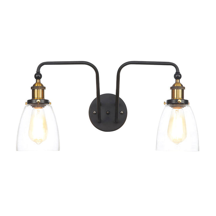BowLift | 2 Lights Bright Glass Sconce Lamp Industrial Style Black Cone/Bowl Living Room Wall Lighting Idea