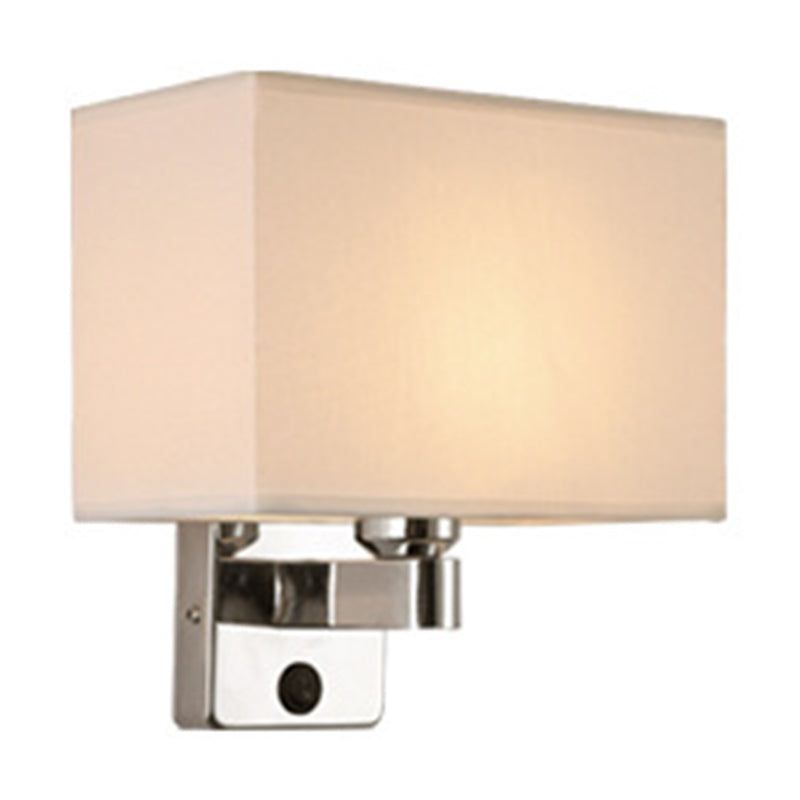 BowLift | 1-Light Bedroom Wall Lamp Nordic Black/White/Beige and Chrome Wall Light with Oval/Square Fabric Shade