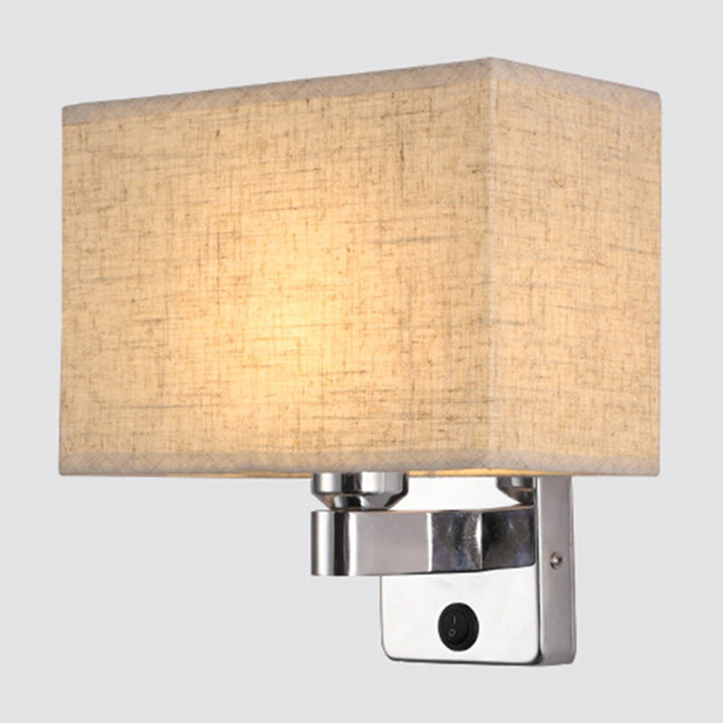 BowLift | 1-Light Bedroom Wall Lamp Nordic Black/White/Beige and Chrome Wall Light with Oval/Square Fabric Shade