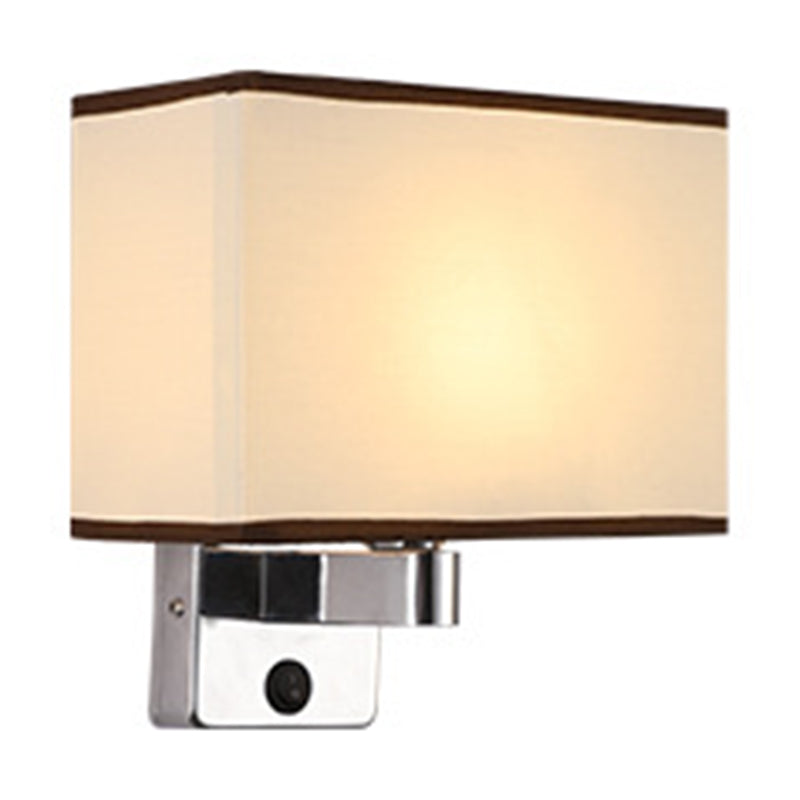 BowLift | 1-Light Bedroom Wall Lamp Nordic Black/White/Beige and Chrome Wall Light with Oval/Square Fabric Shade