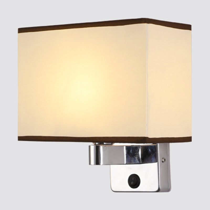 BowLift | 1-Light Bedroom Wall Lamp Nordic Black/White/Beige and Chrome Wall Light with Oval/Square Fabric Shade