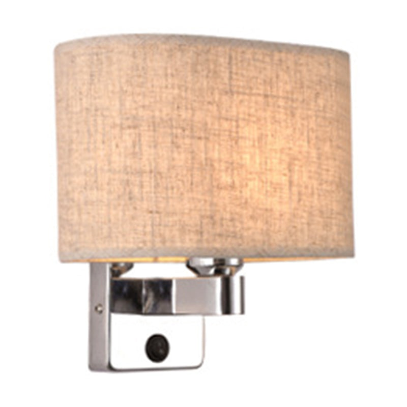BowLift | 1-Light Bedroom Wall Lamp Nordic Black/White/Beige and Chrome Wall Light with Oval/Square Fabric Shade