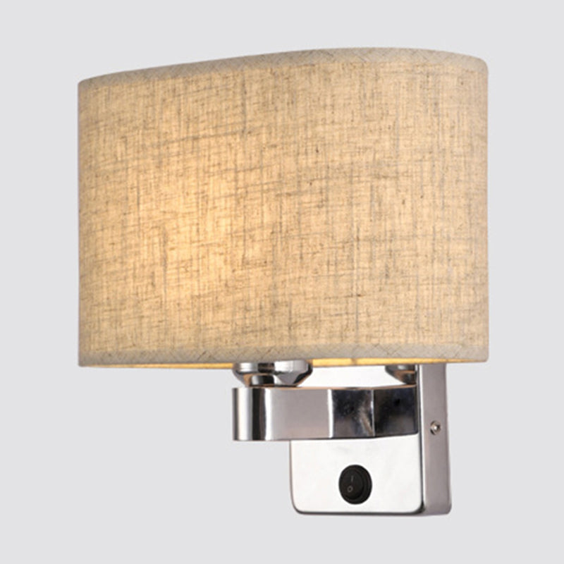 BowLift | 1-Light Bedroom Wall Lamp Nordic Black/White/Beige and Chrome Wall Light with Oval/Square Fabric Shade