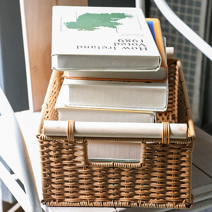 Decorative Woven Storage Basket with Handles Bowlift