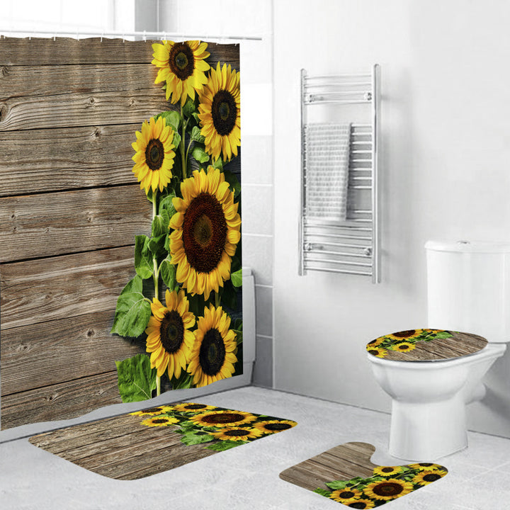 Floral Shower Curtain and Mat Set Bowlift