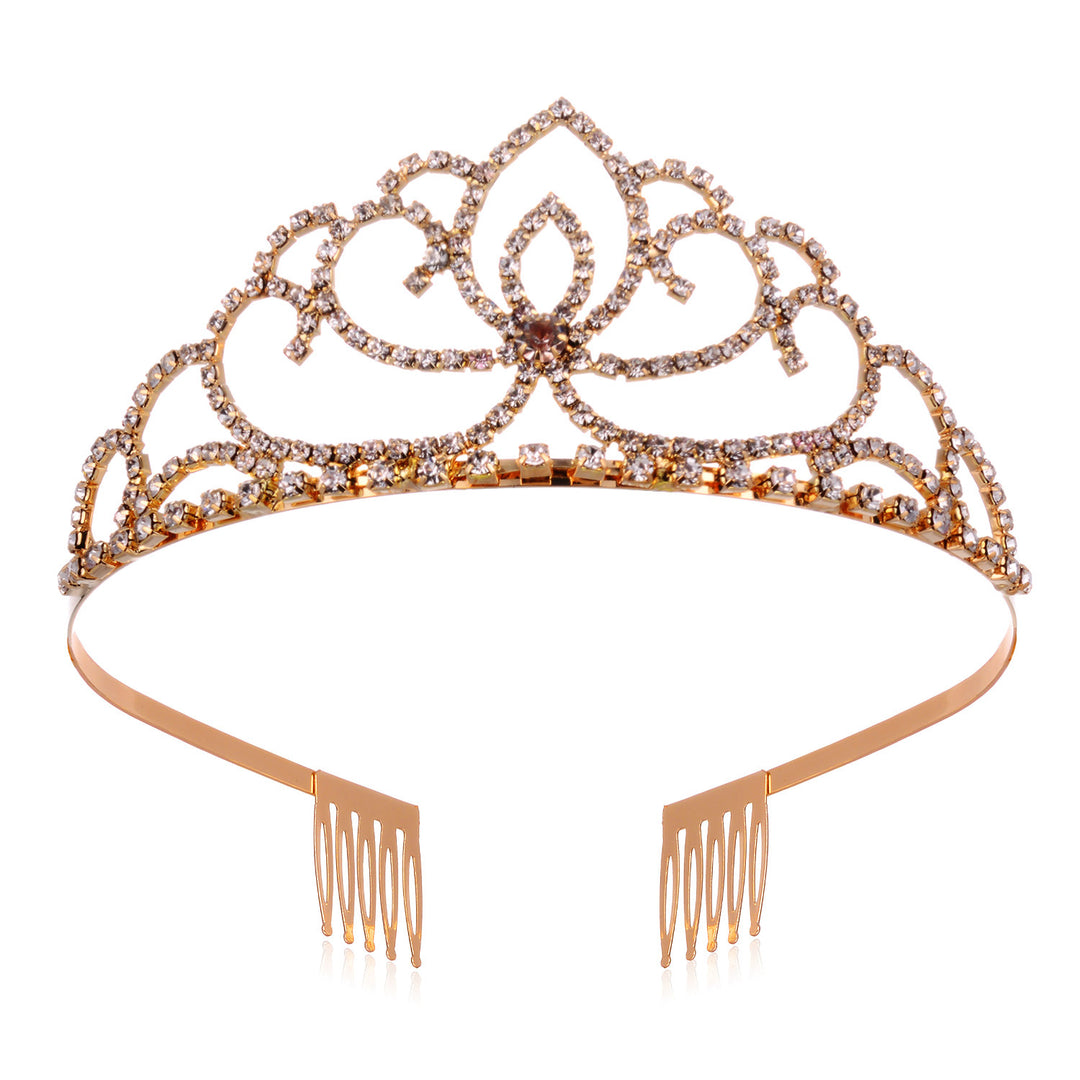 Ladies Elegant Rhinestone Tiara with Floral Design Bowlift
