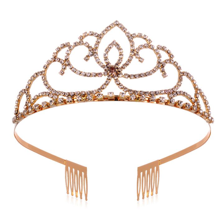 Ladies Elegant Rhinestone Tiara with Floral Design Bowlift