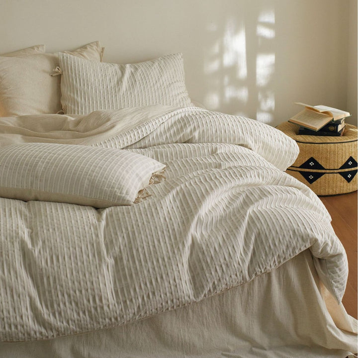 Bedding set, 4-piece, stripe jacquard