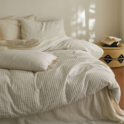 Bedding set, 4-piece, stripe jacquard