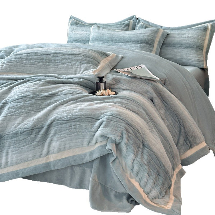 Milk fiber bedding set, 4-piece, geometric pattern