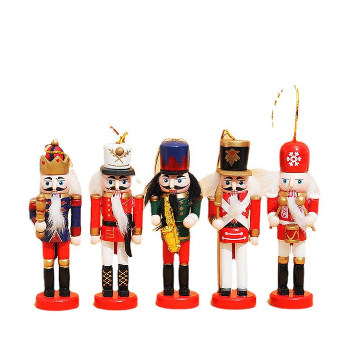 Nutcracker Pendant made of Wood, 12 cm, Set of 5