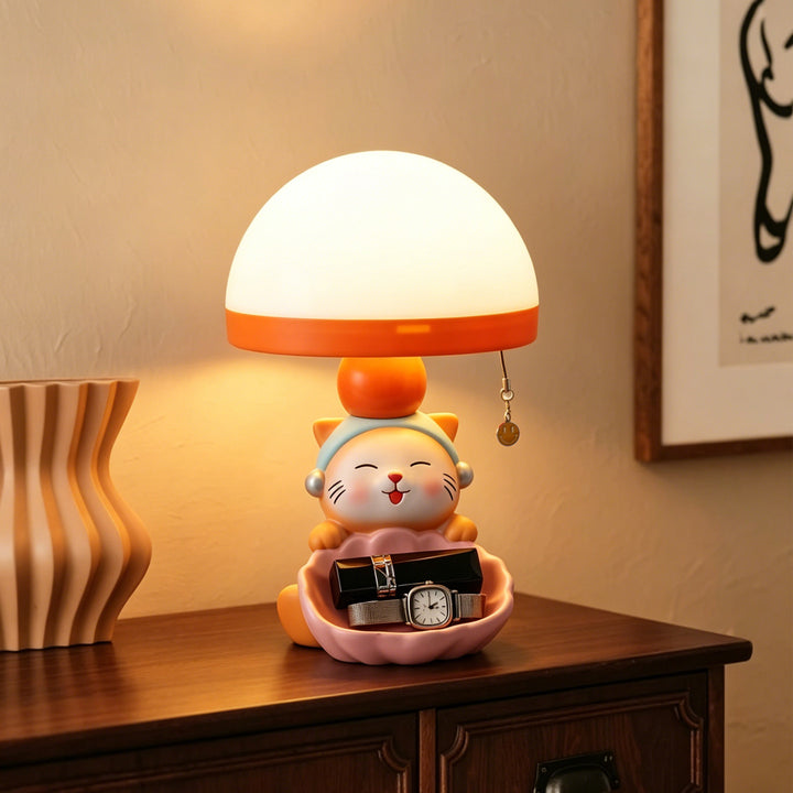 Cartoon Cat Table Lamp with Storage