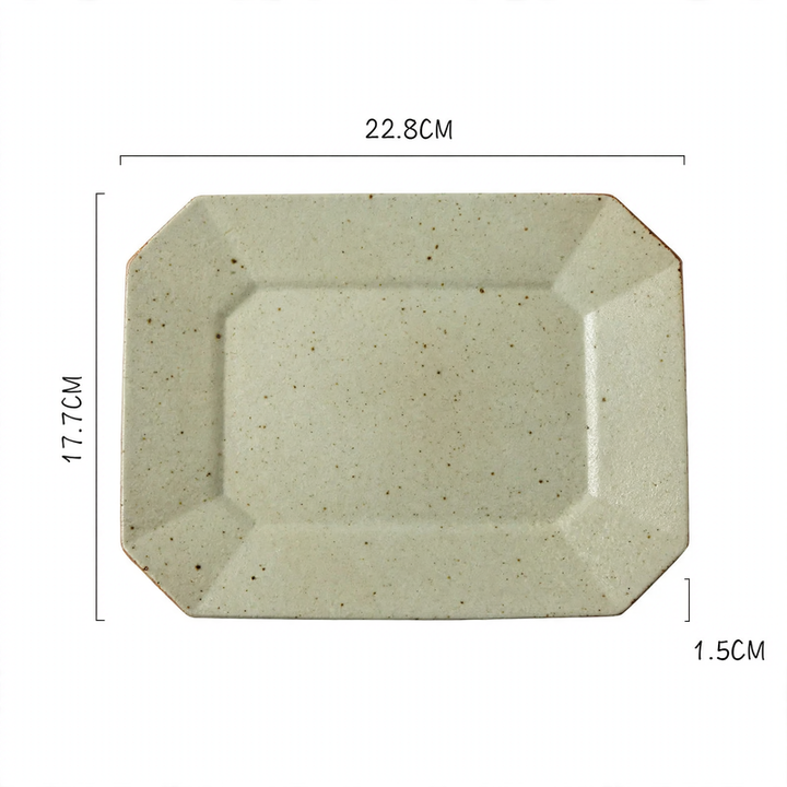 Ceramic plate, rectangular, Japanese style