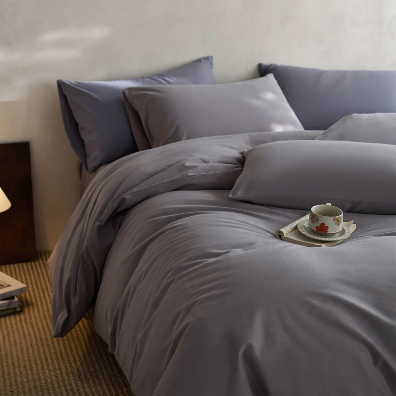 Cotton bedding set, 4-piece, brushed