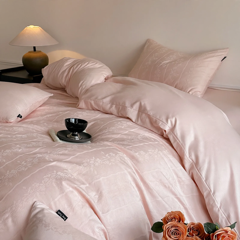 Cotton bedding set, long pile, floral pattern